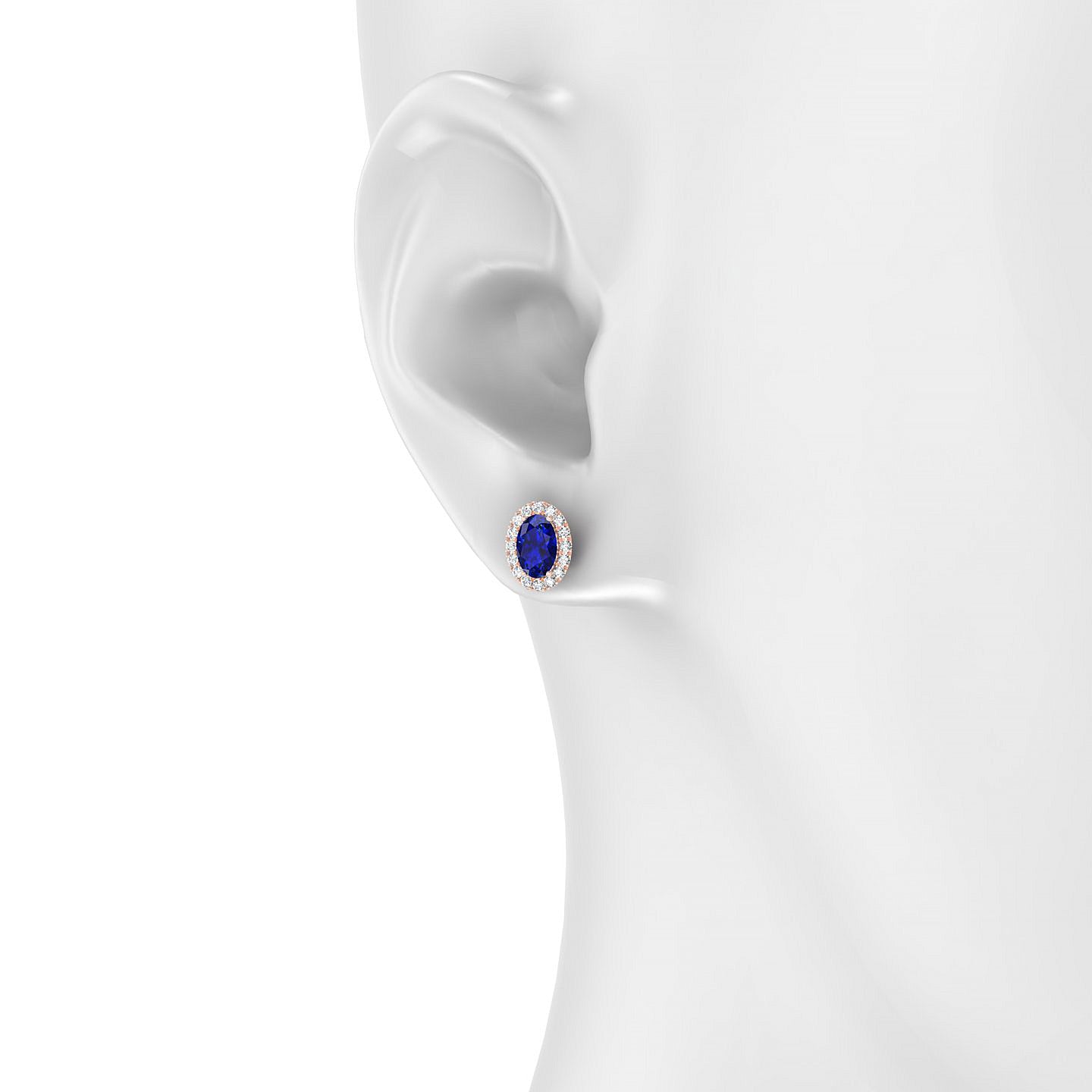 Solar | 18k Rose Gold 6 x 4 mm Oval Sapphire Earrings