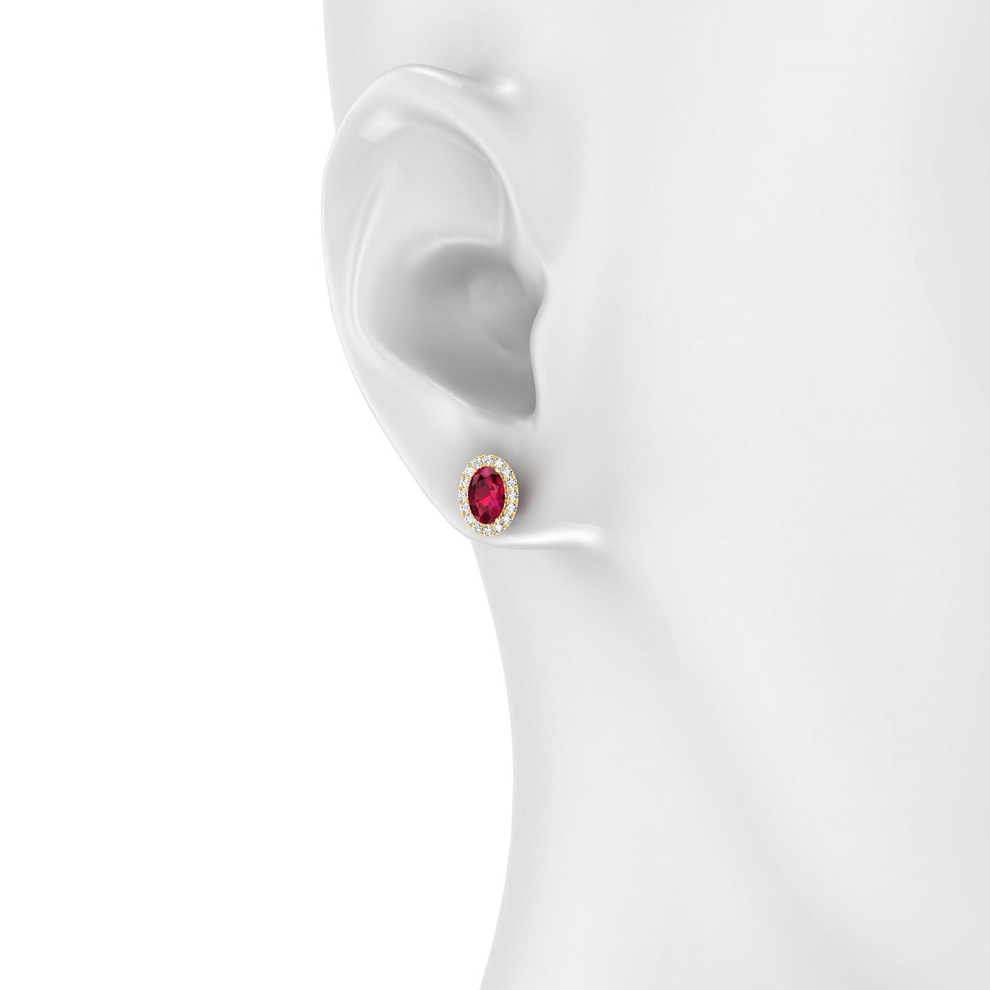 Solar | 18k Yellow Gold 6 x 4 mm Oval Ruby Earrings