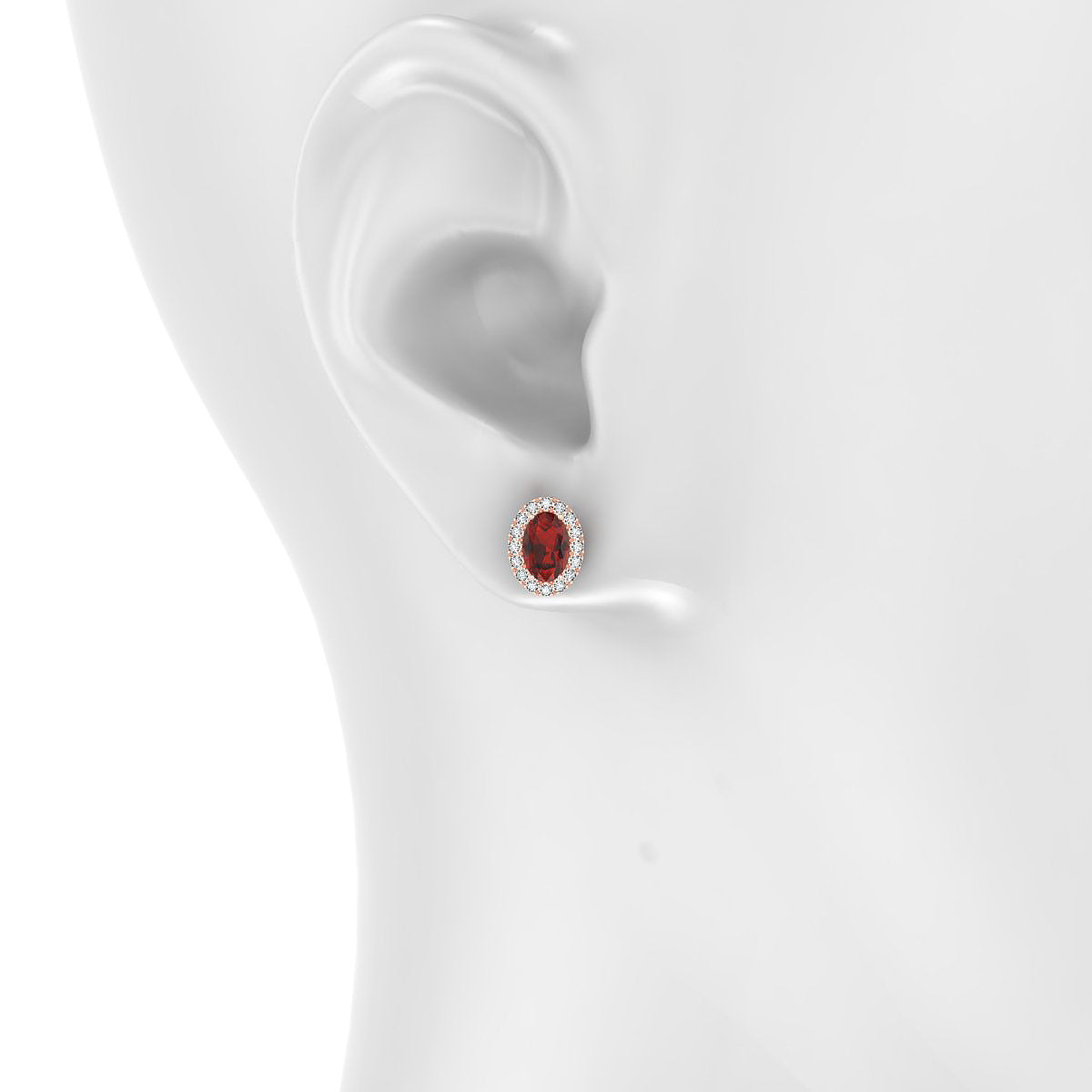 Solar | 18k Rose Gold 6 x 4 mm Oval Garnet Earrings