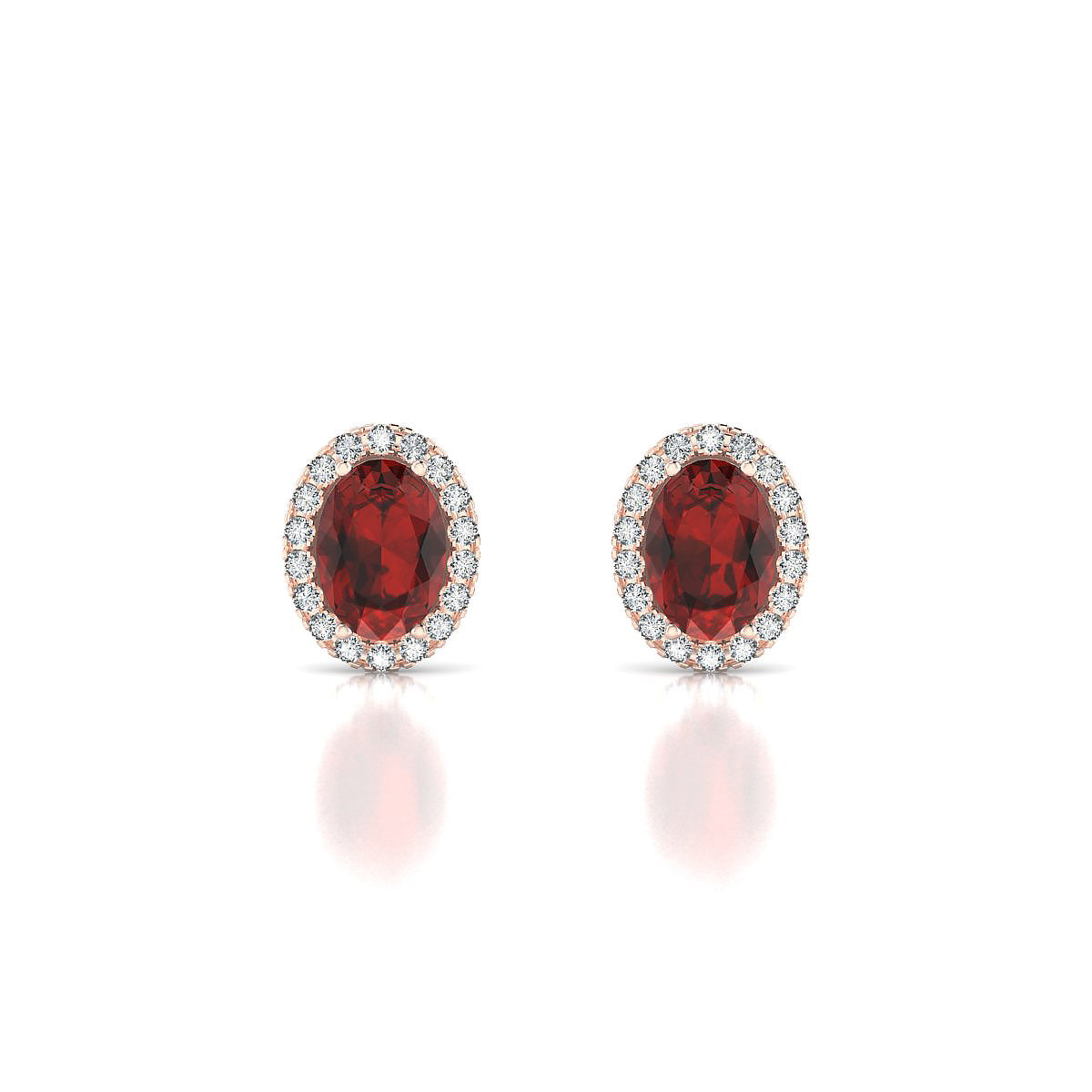 Solar | 18k Rose Gold 7 x 5 mm Oval Garnet Earrings