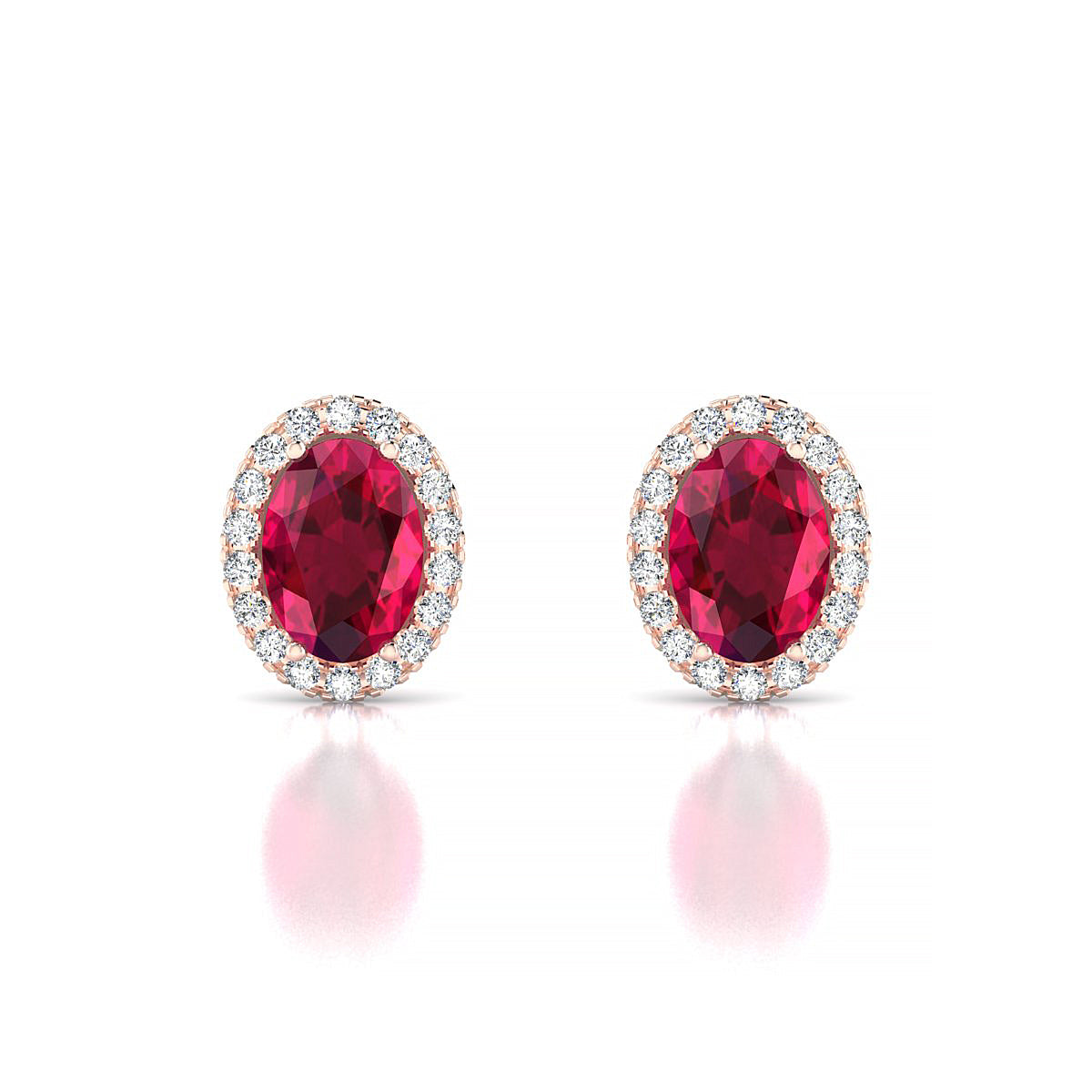 Solar | 18k Rose Gold 7 x 5 mm Oval Ruby Earrings