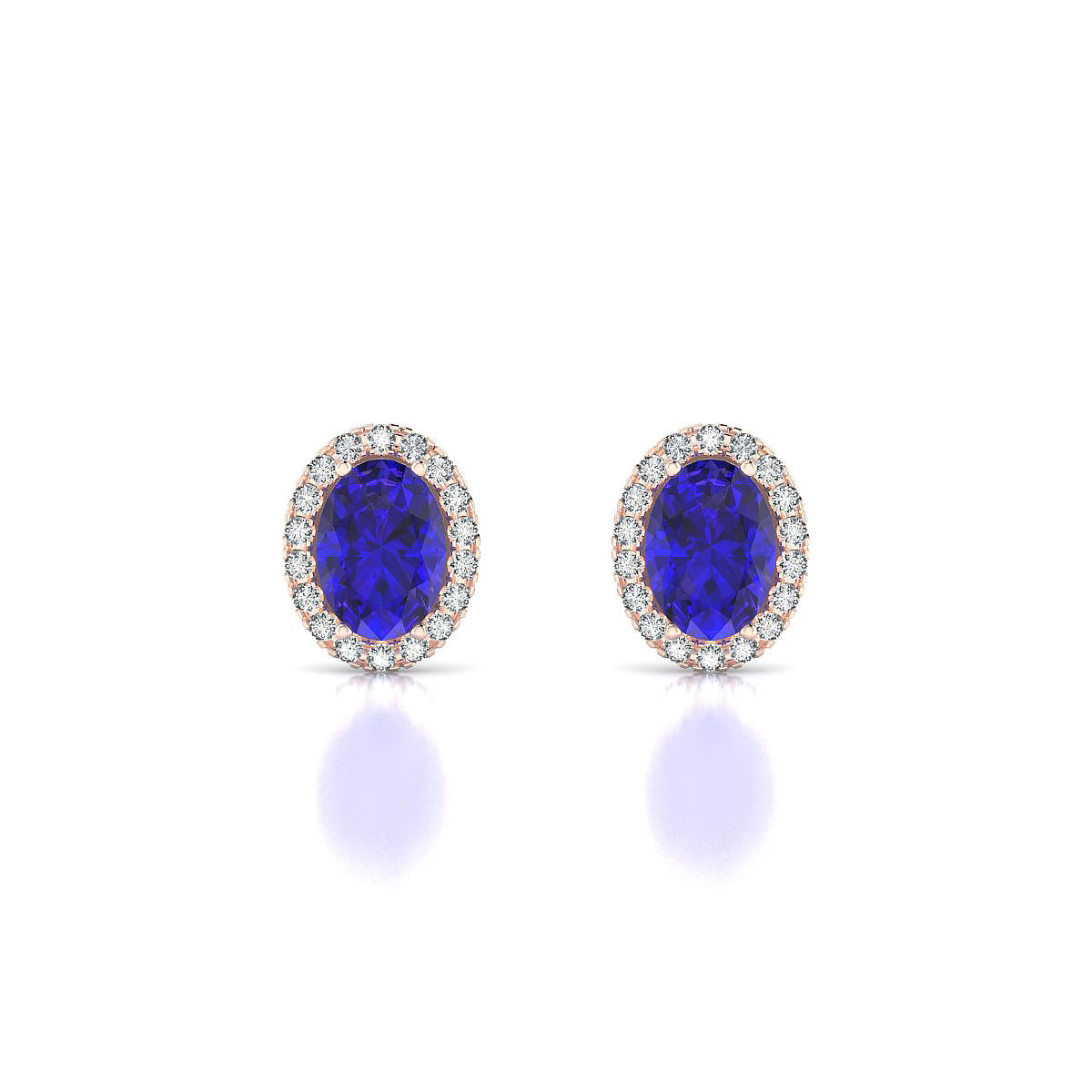 Solar | 18k Rose Gold 7 x 5 mm Oval Tanzanite Earrings