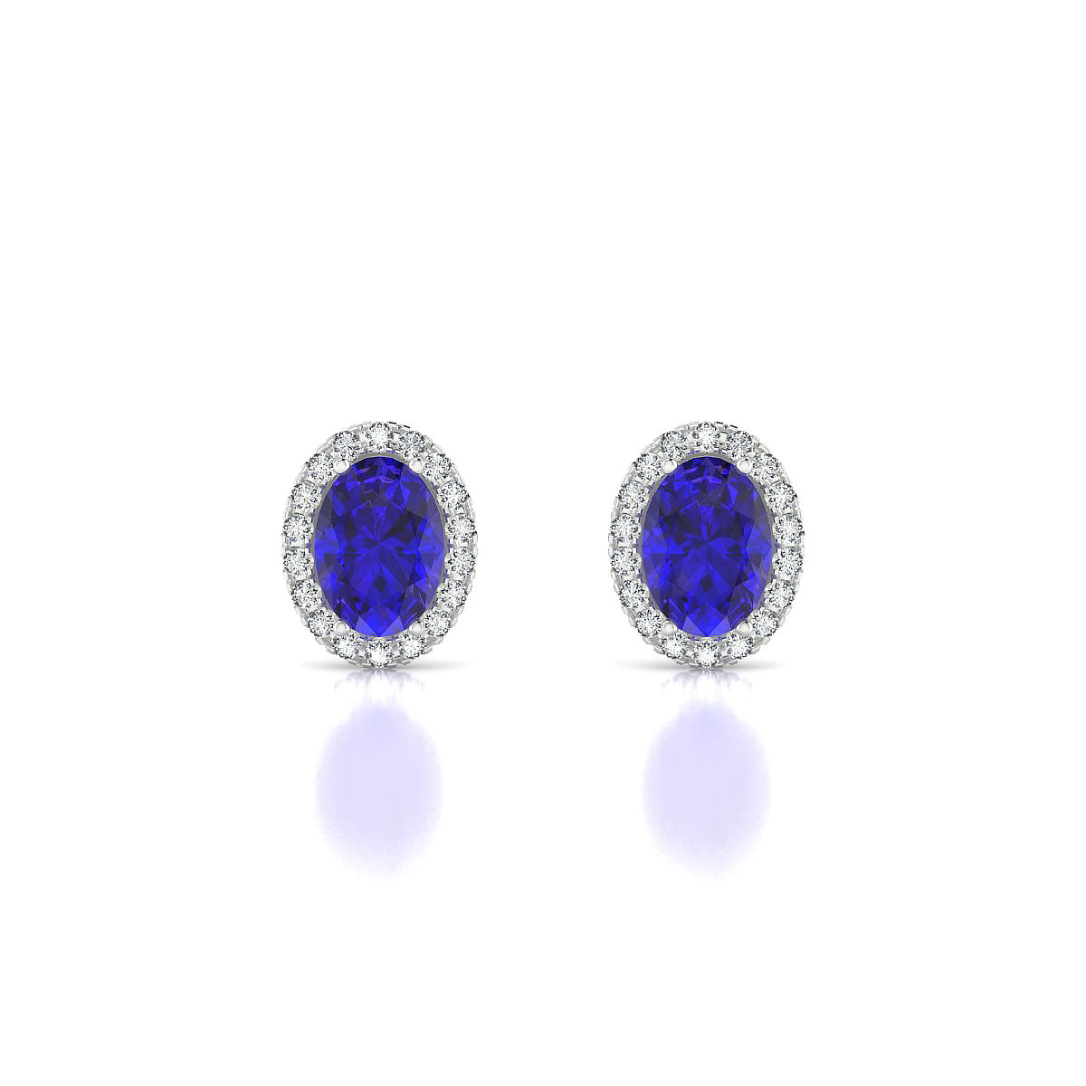 Solar | 18k White Gold 7 x 5 mm Oval Tanzanite Earrings