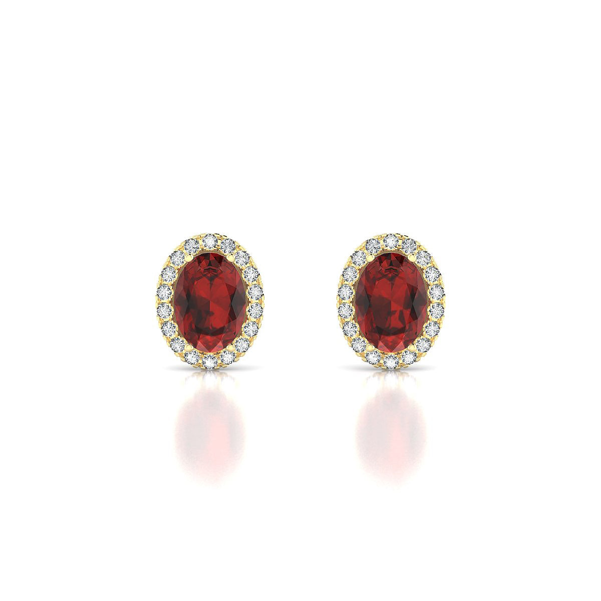 Solar | 18k Yellow Gold 7 x 5 mm Oval Garnet Earrings