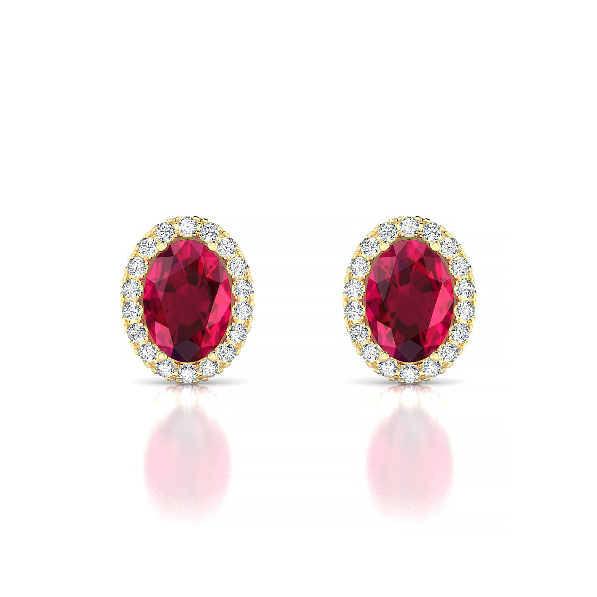 Solar | 18k Yellow Gold 7 x 5 mm Oval Ruby Earrings