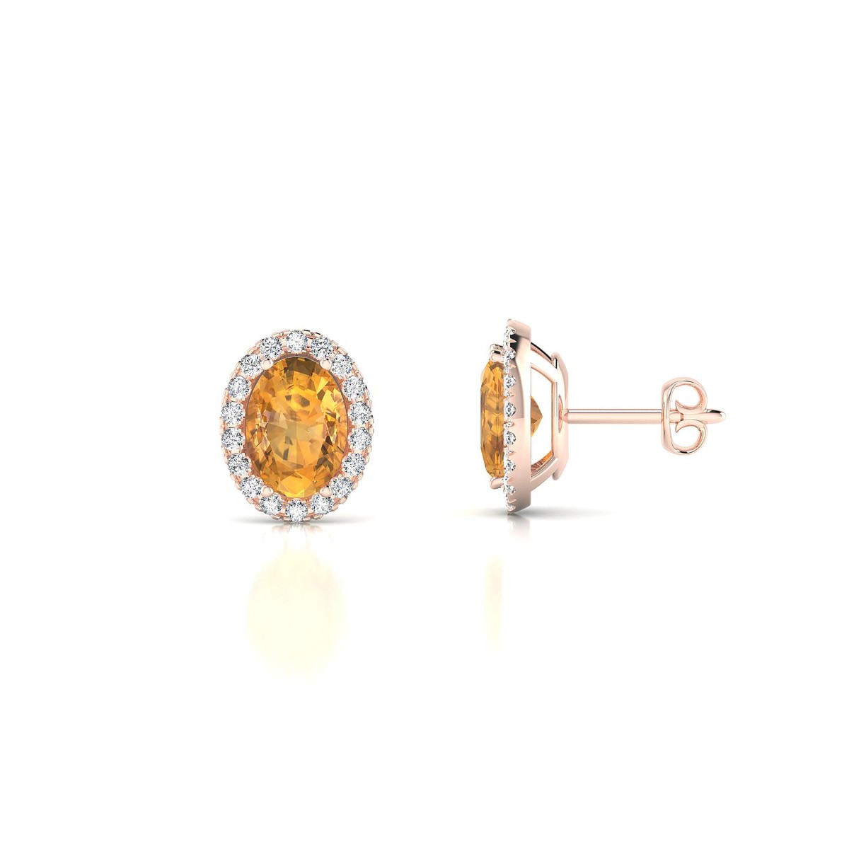Solar | 18k Rose Gold 7 x 5 mm Oval Citrine Earrings