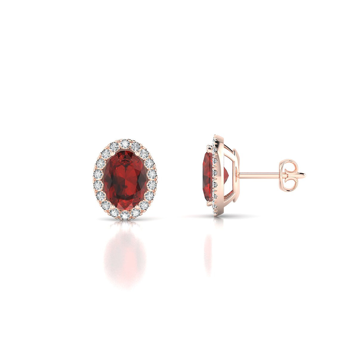 Solar | 18k Rose Gold 7 x 5 mm Oval Garnet Earrings