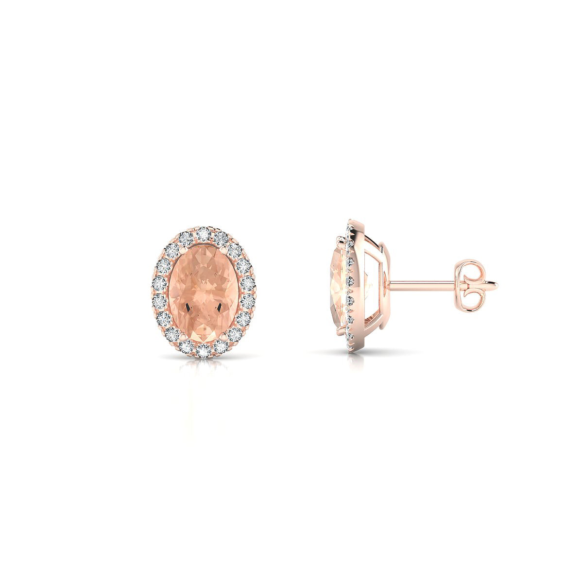Solar | 18k Rose Gold 7 x 5 mm Oval Morganite Earrings
