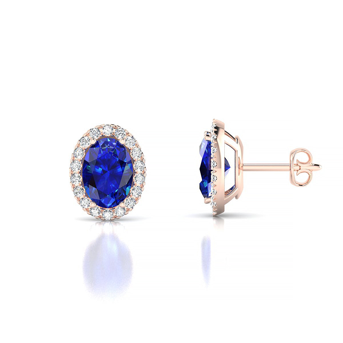 Solar | 18k Rose Gold 7 x 5 mm Oval Sapphire Earrings