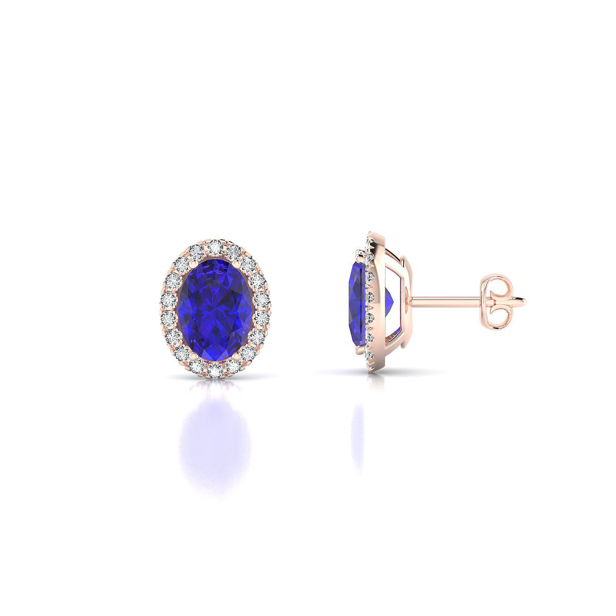 Solar | 18k Rose Gold 7 x 5 mm Oval Tanzanite Earrings