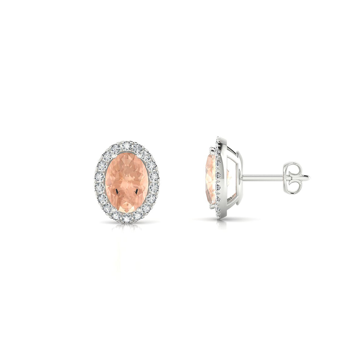 Solar | 18k White Gold 7 x 5 mm Oval Morganite Earrings