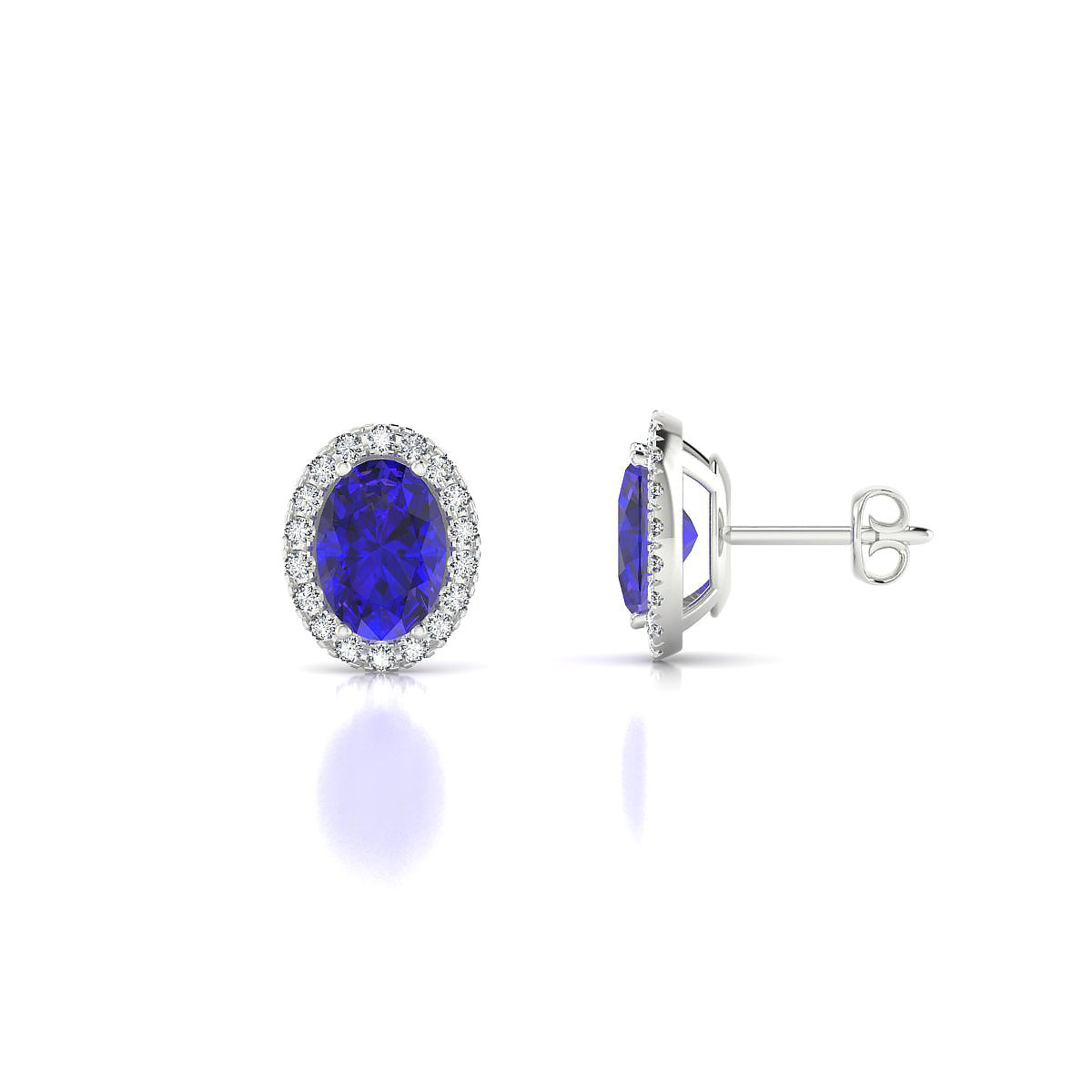 Solar | 18k White Gold 7 x 5 mm Oval Tanzanite Earrings