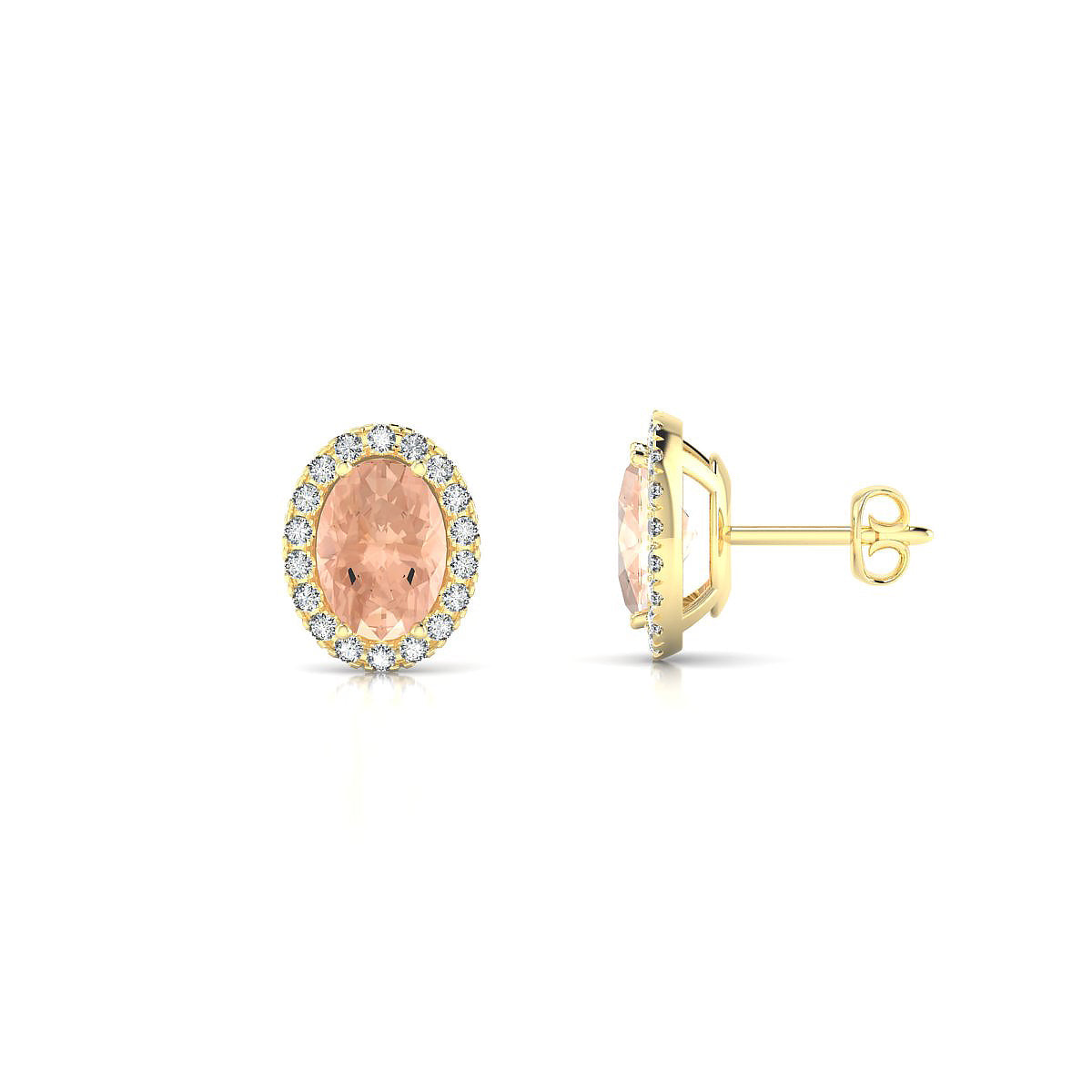 Solar | 18k Yellow Gold 7 x 5 mm Oval Morganite Earrings