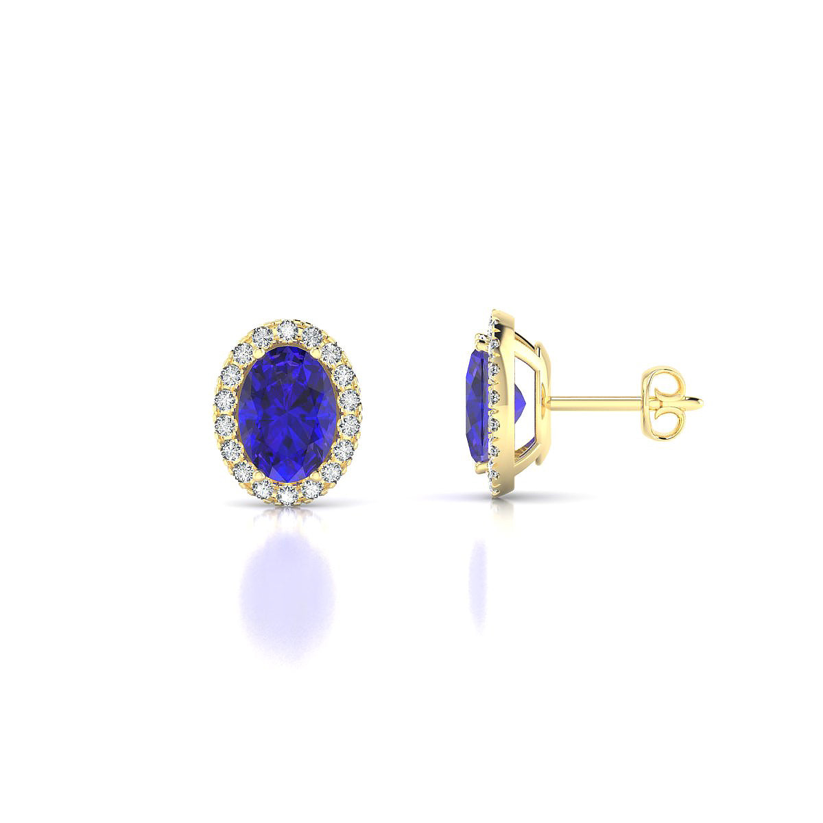 Solar | 18k Yellow Gold 7 x 5 mm Oval Tanzanite Earrings