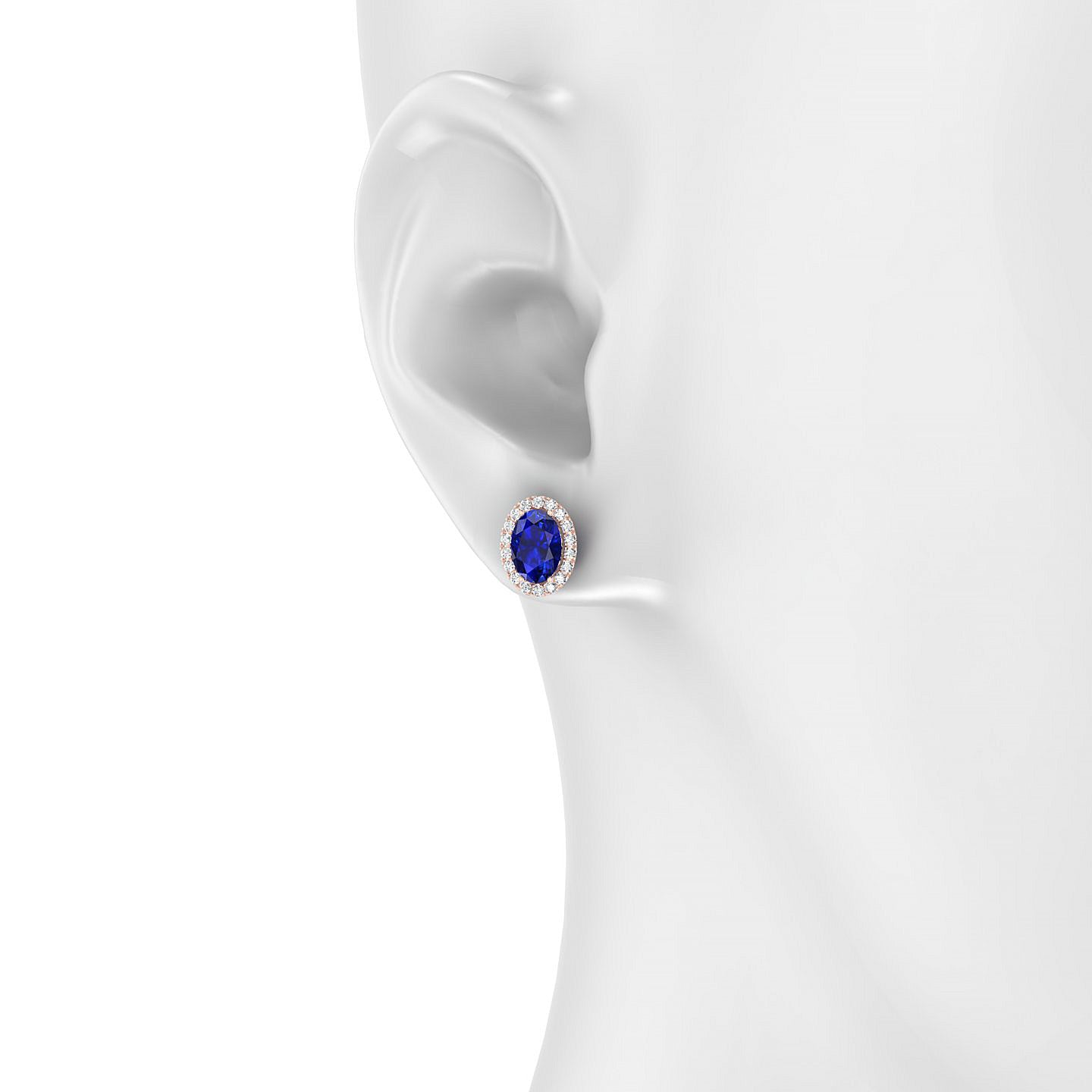 Solar | 18k Rose Gold 7 x 5 mm Oval Sapphire Earrings