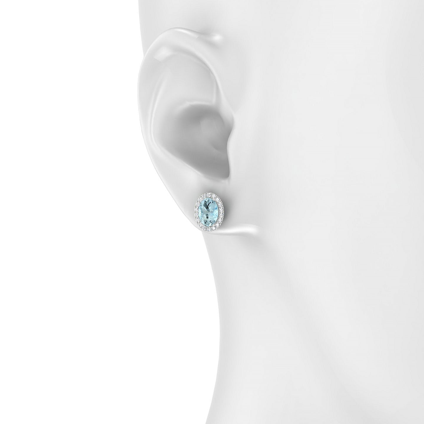 Solar | 18k White Gold 7 x 5 mm Oval Aquamarine Earrings