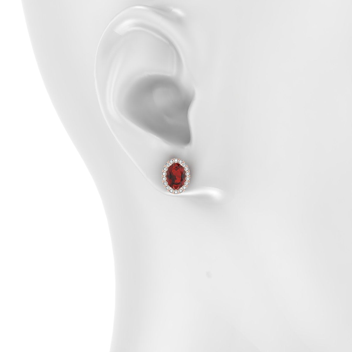 Solar | 18k Rose Gold 7 x 5 mm Oval Garnet Earrings