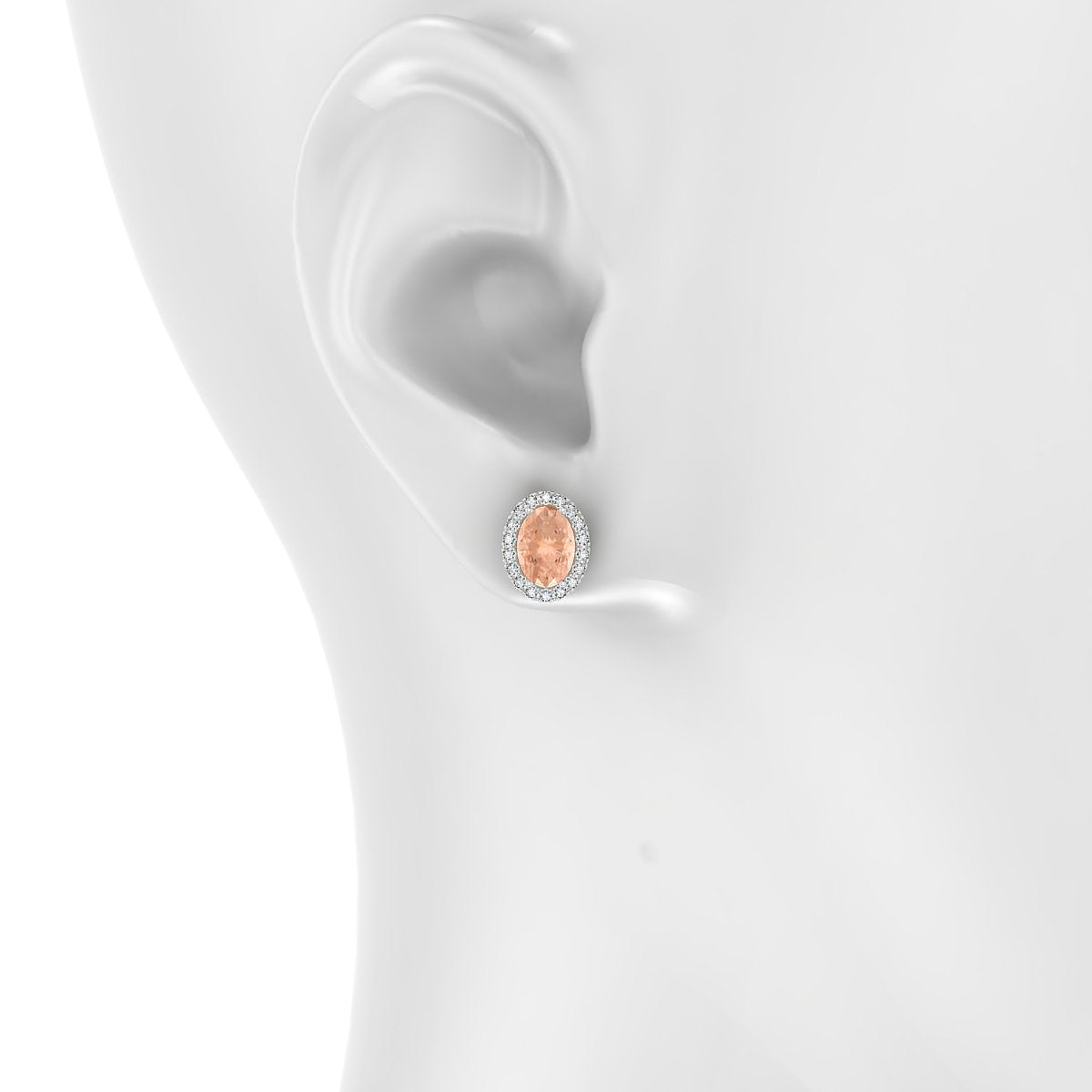 Solar | 18k White Gold 7 x 5 mm Oval Morganite Earrings