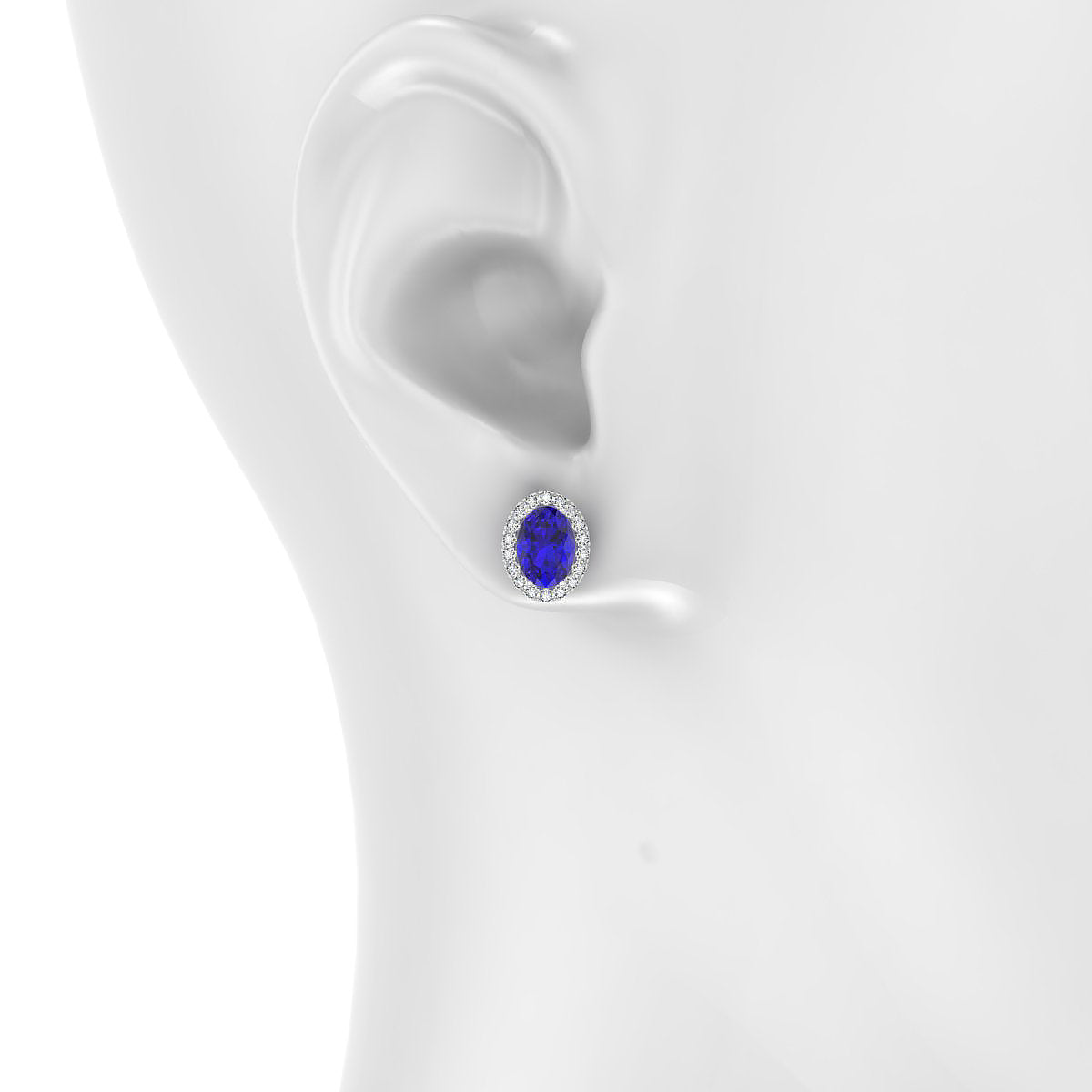 Solar | 18k White Gold 7 x 5 mm Oval Tanzanite Earrings