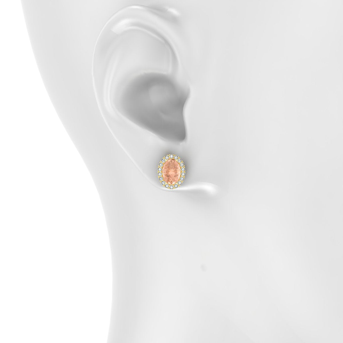 Solar | 18k Yellow Gold 7 x 5 mm Oval Morganite Earrings