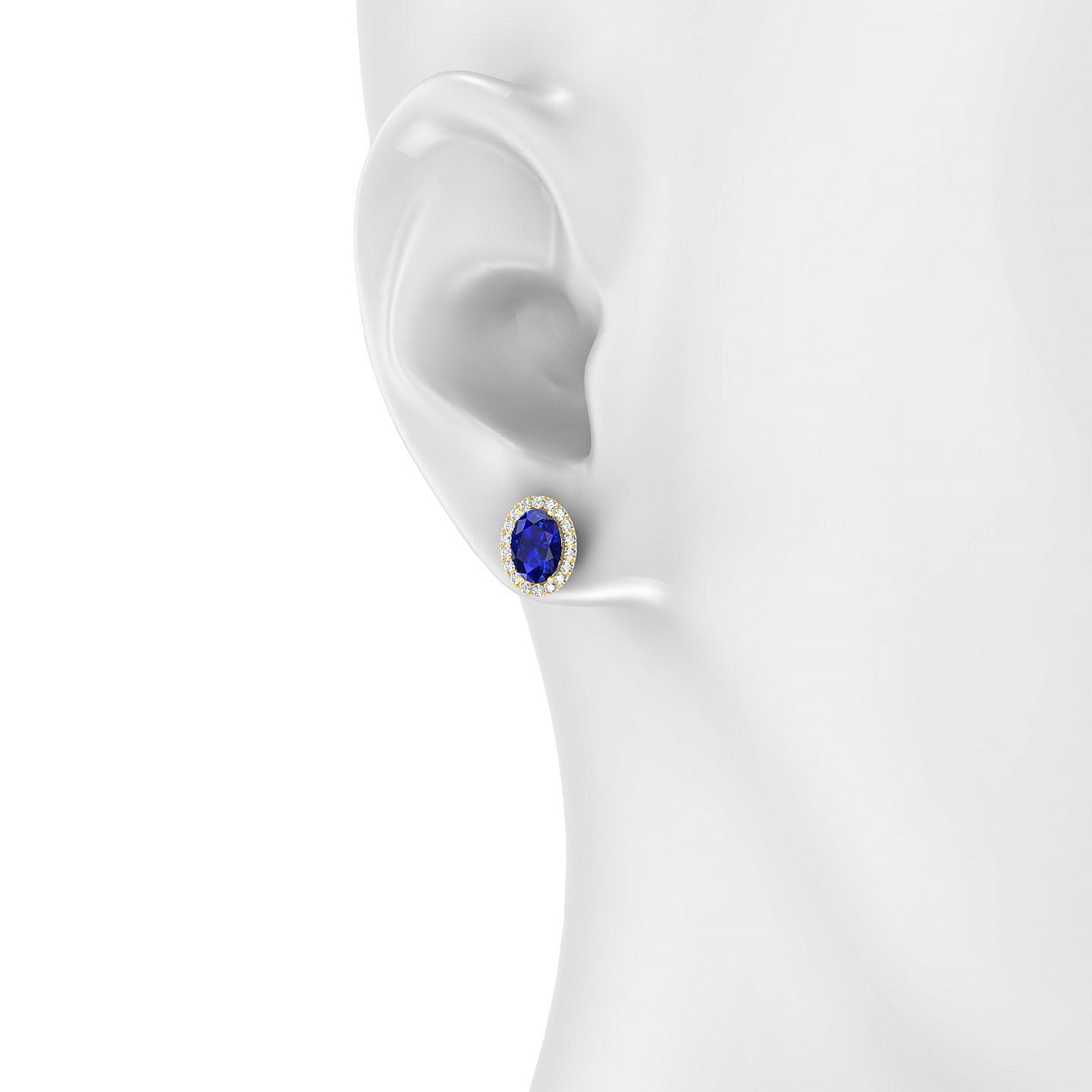 Solar | 18k Yellow Gold 7 x 5 mm Oval Sapphire Earrings