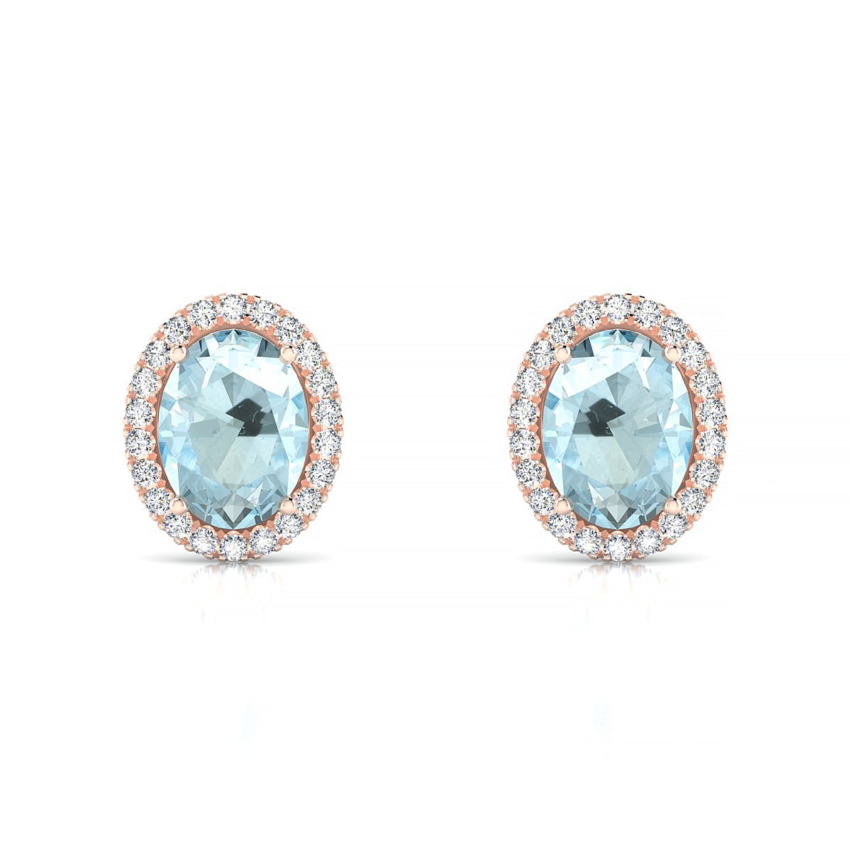 Solar | 18k Rose Gold 8 x 6 mm Oval Aquamarine Earrings
