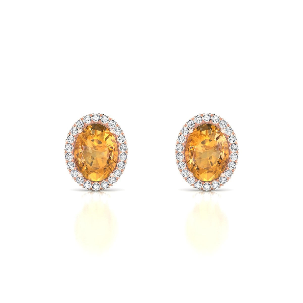 Solar | 18k Rose Gold 8 x 6 mm Oval Citrine Earrings