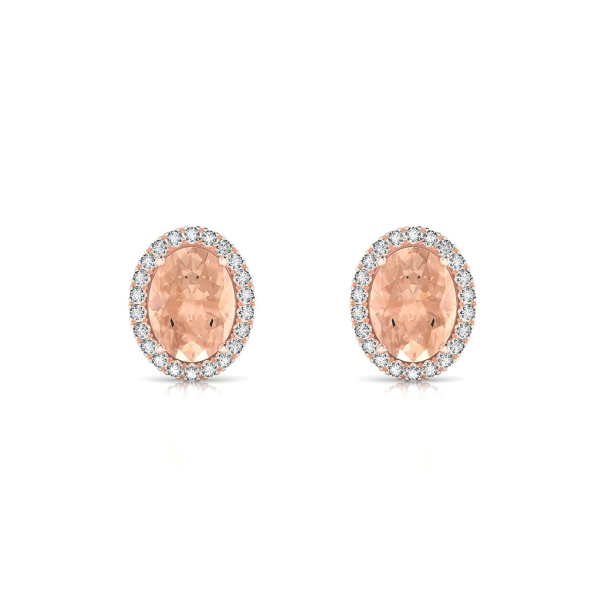 Solar | 18k Rose Gold 8 x 6 mm Oval Morganite Earrings
