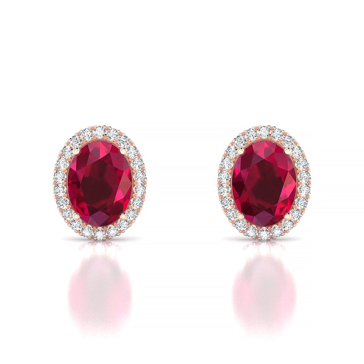 Solar | 18k Rose Gold 8 x 6 mm Oval Ruby Earrings