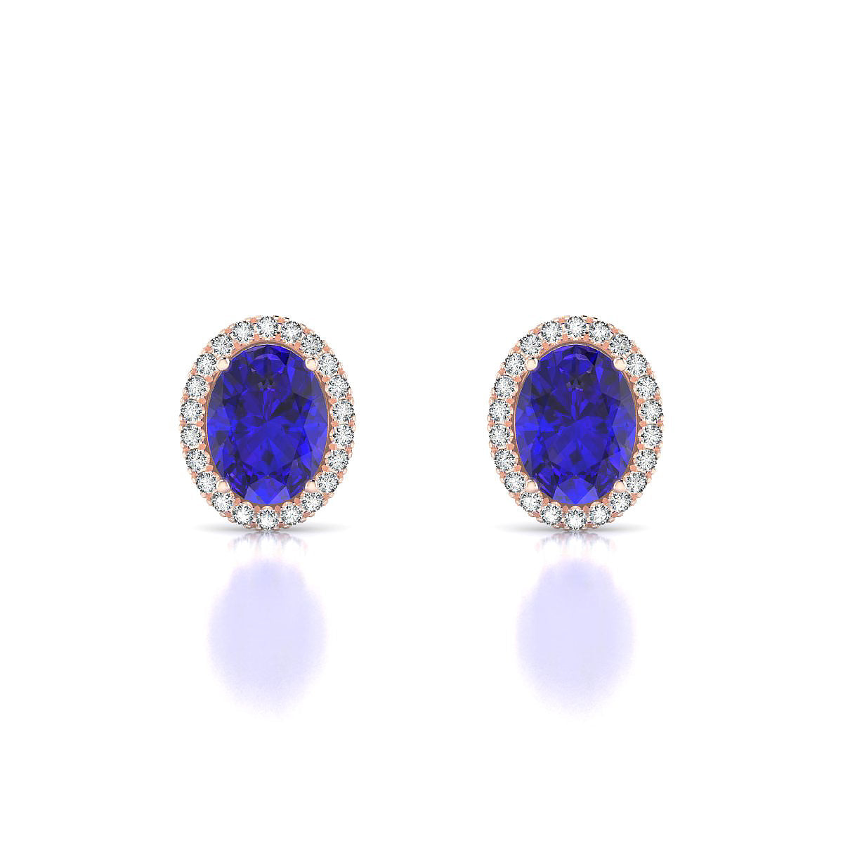 Solar | 18k Rose Gold 8 x 6 mm Oval Tanzanite Earrings