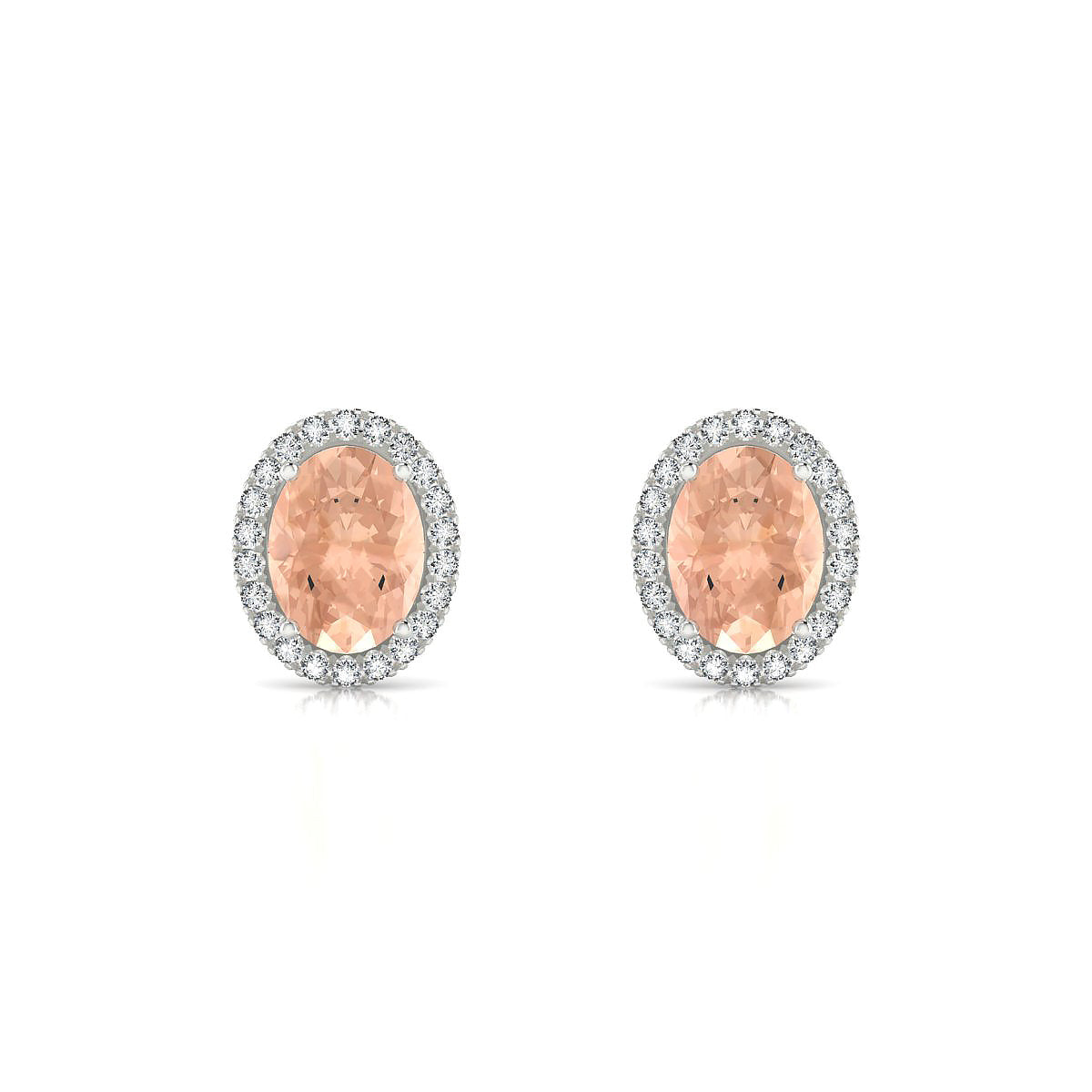 Solar | 18k White Gold 8 x 6 mm Oval Morganite Earrings