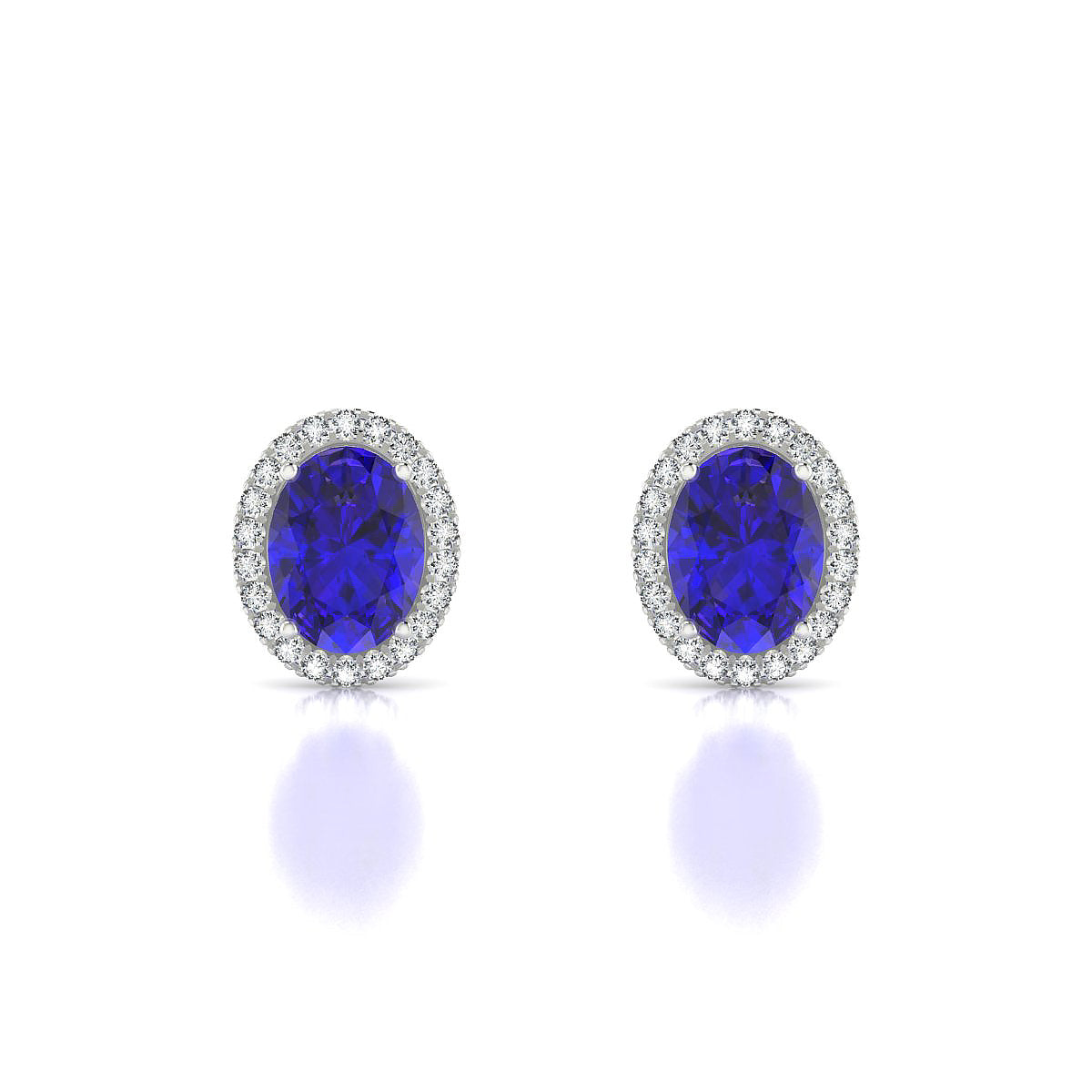Solar | 18k White Gold 8 x 6 mm Oval Tanzanite Earrings