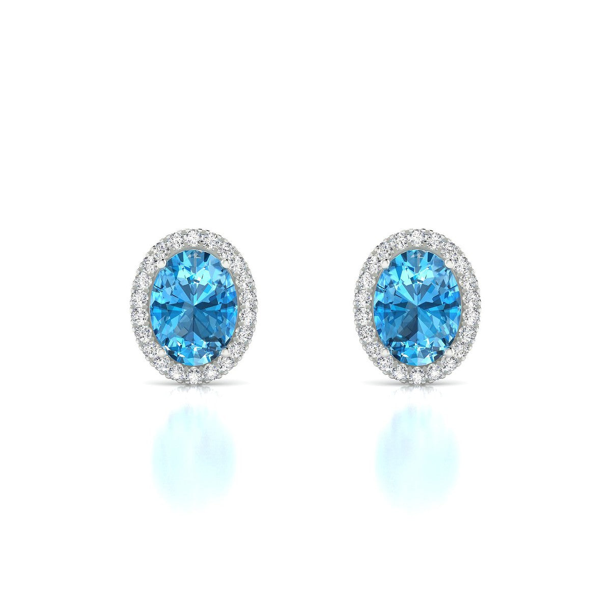 Solar | 18k White Gold 8 x 6 mm Oval Topaz Earrings