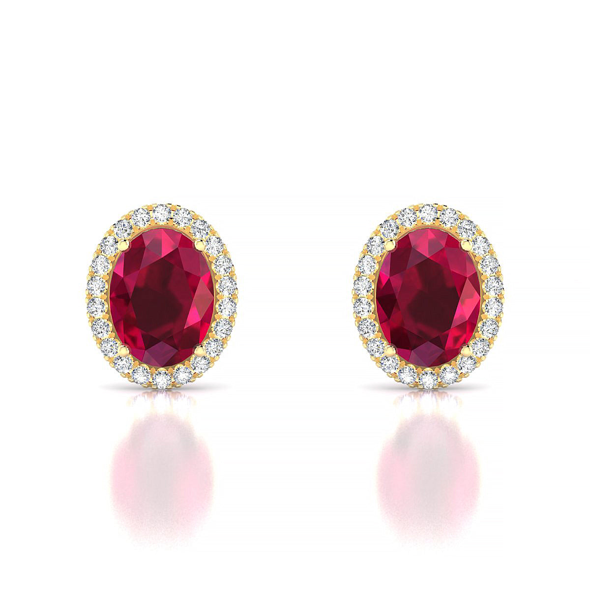 Solar | 18k Yellow Gold 8 x 6 mm Oval Ruby Earrings