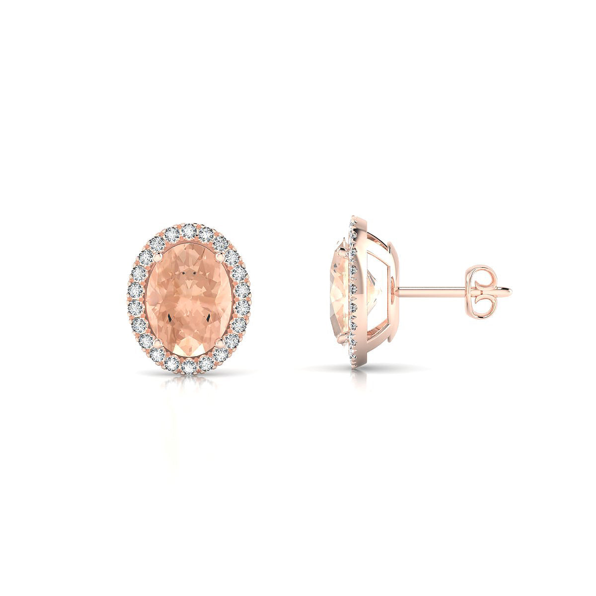 Solar | 18k Rose Gold 8 x 6 mm Oval Morganite Earrings
