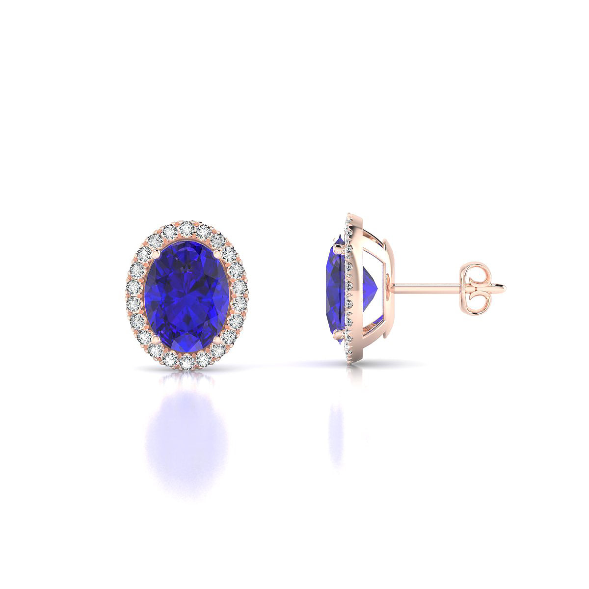 Solar | 18k Rose Gold 8 x 6 mm Oval Tanzanite Earrings