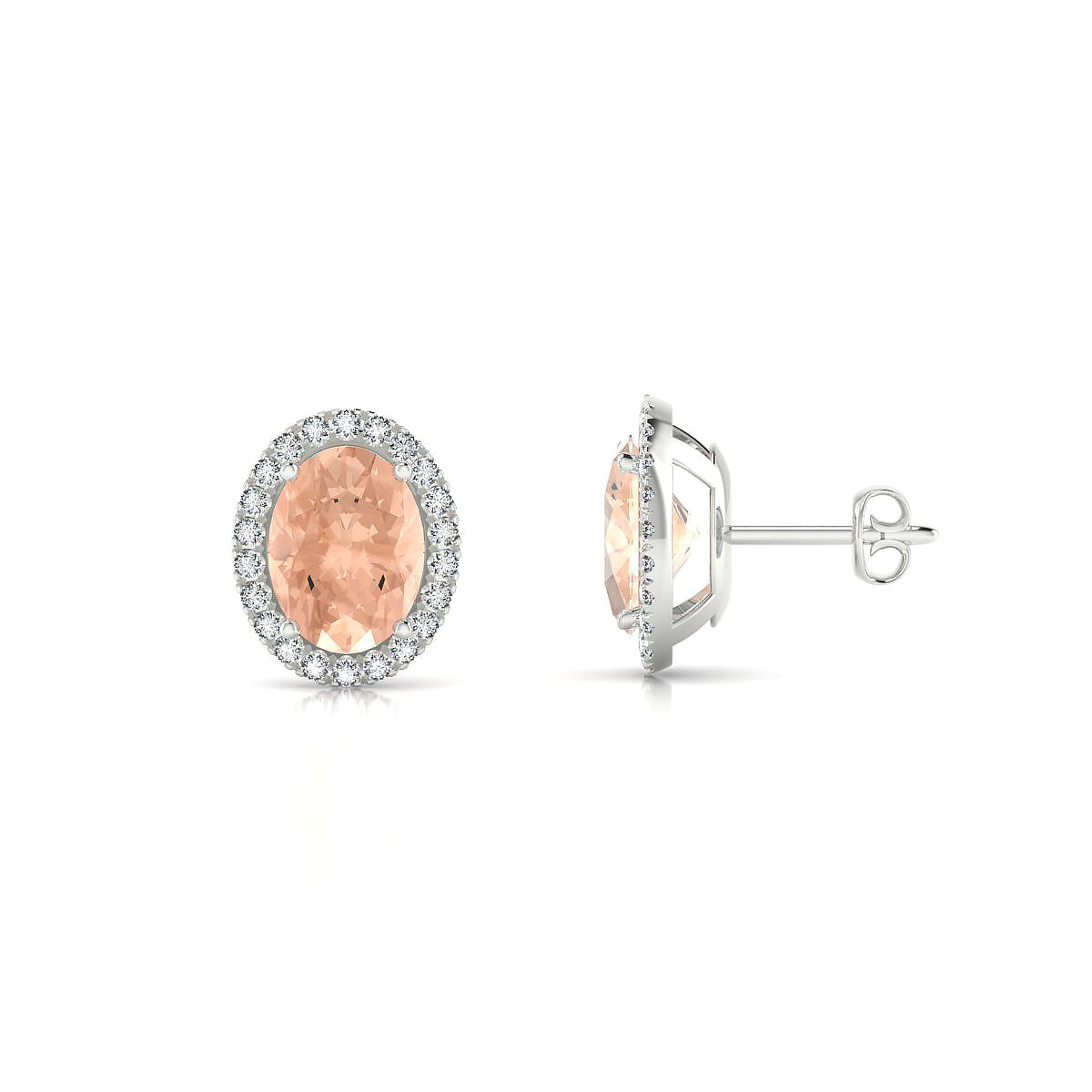 Solar | 18k White Gold 8 x 6 mm Oval Morganite Earrings