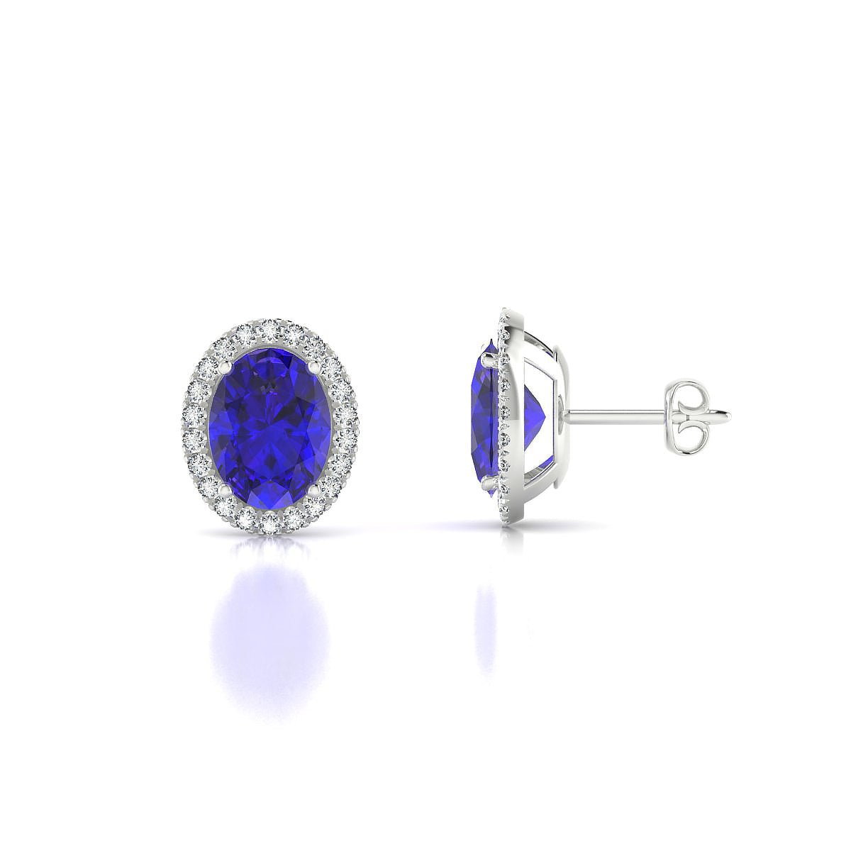 Solar | 18k White Gold 8 x 6 mm Oval Tanzanite Earrings