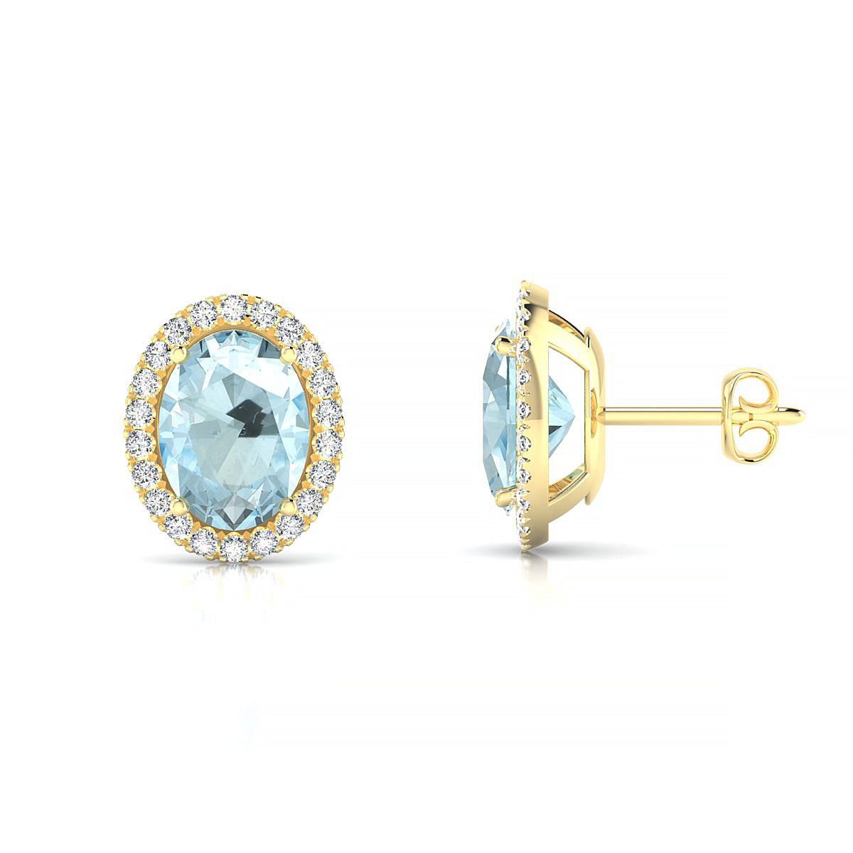 Solar | 18k Yellow Gold 8 x 6 mm Oval Aquamarine Earrings