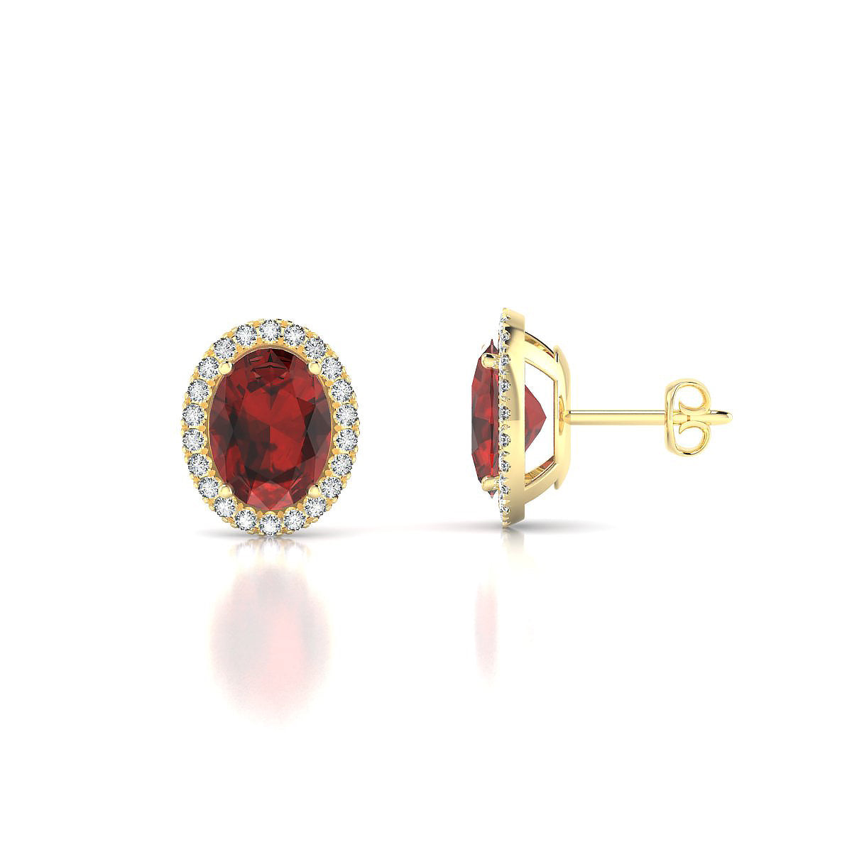 Solar | 18k Yellow Gold 8 x 6 mm Oval Garnet Earrings