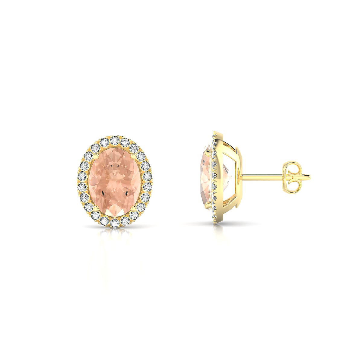 Solar | 18k Yellow Gold 8 x 6 mm Oval Morganite Earrings