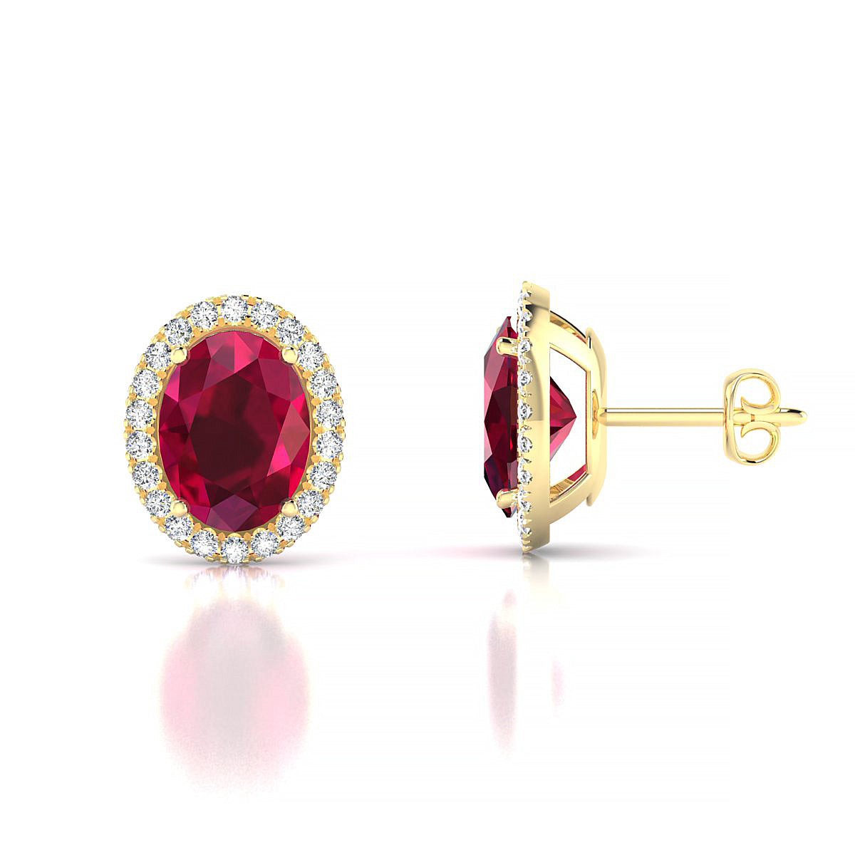 Solar | 18k Yellow Gold 8 x 6 mm Oval Ruby Earrings