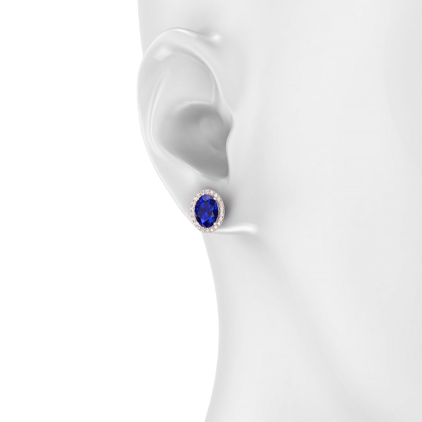 Solar | 18k Rose Gold 8 x 6 mm Oval Sapphire Earrings