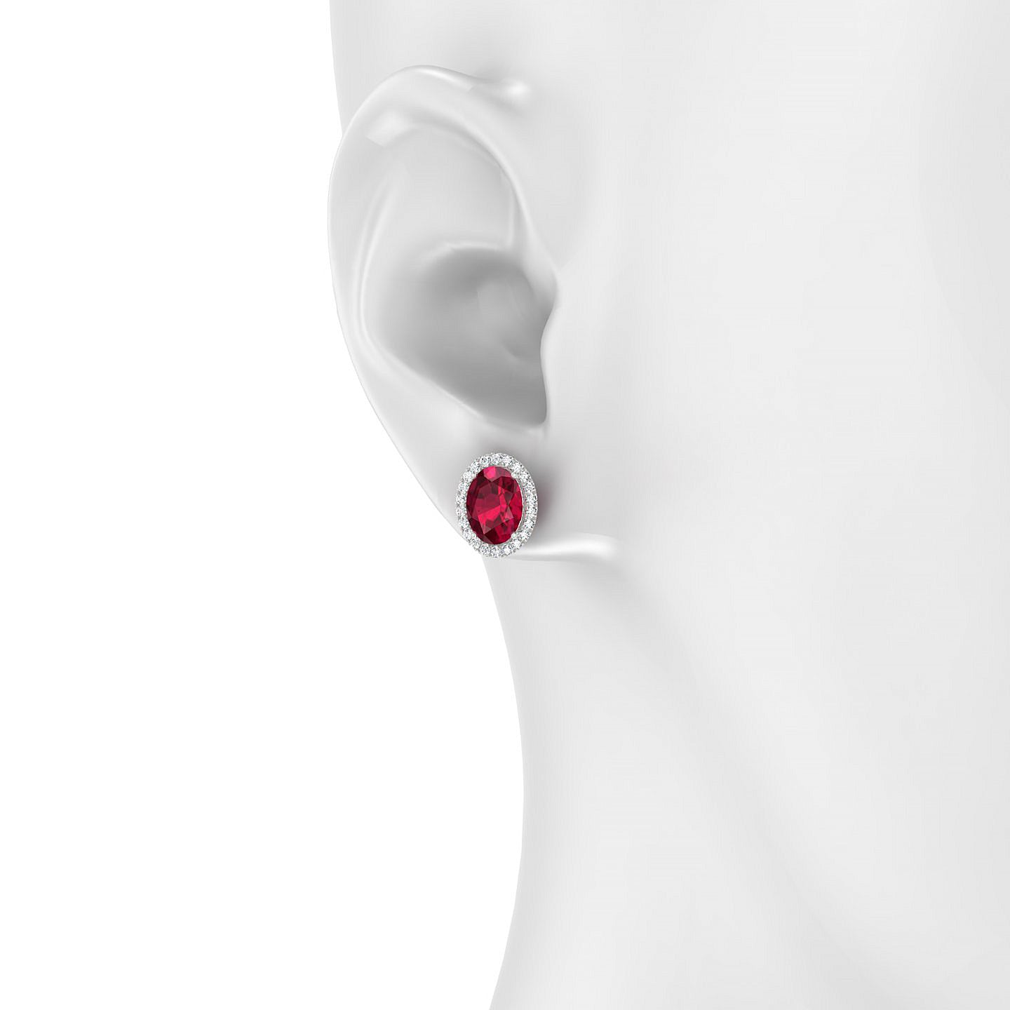 Solar | 18k White Gold 8 x 6 mm Oval Ruby Earrings
