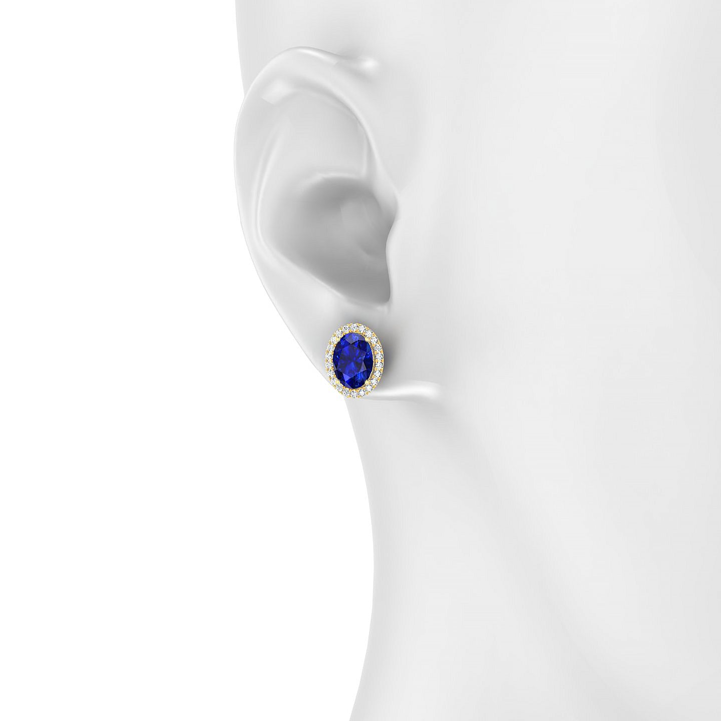 Solar | 18k Yellow Gold 8 x 6 mm Oval Sapphire Earrings