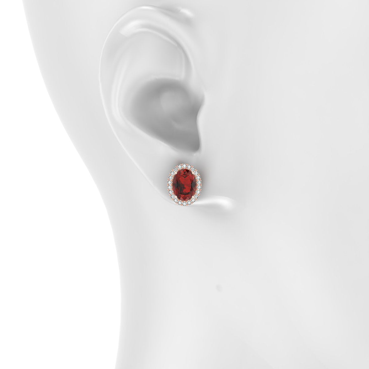 Solar | 18k Rose Gold 8 x 6 mm Oval Garnet Earrings