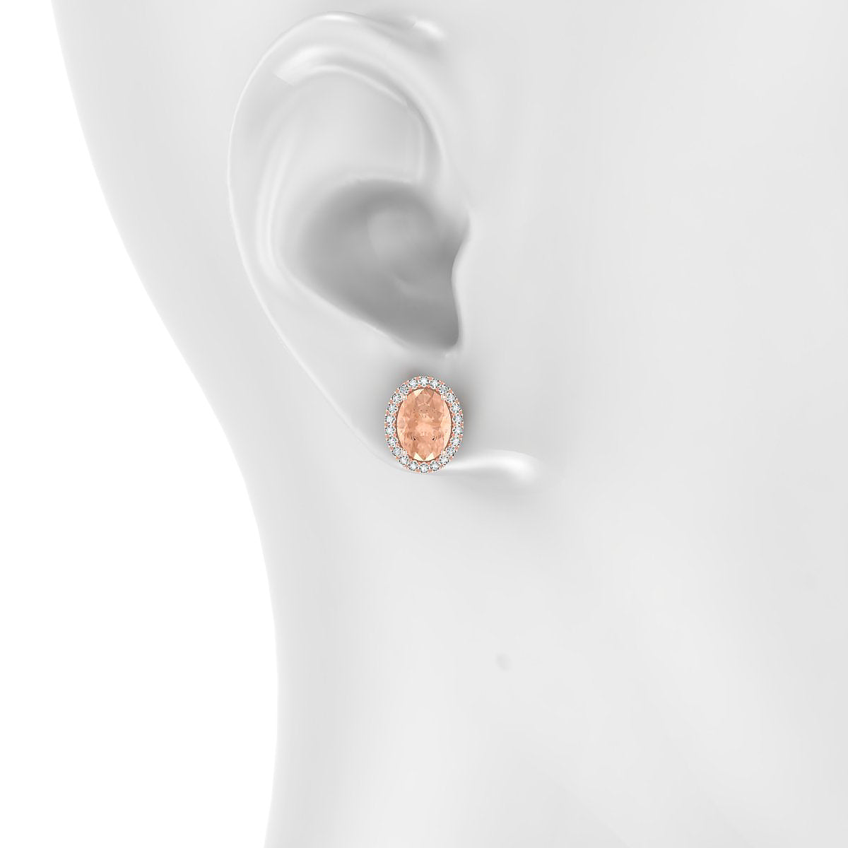 Solar | 18k Rose Gold 8 x 6 mm Oval Morganite Earrings