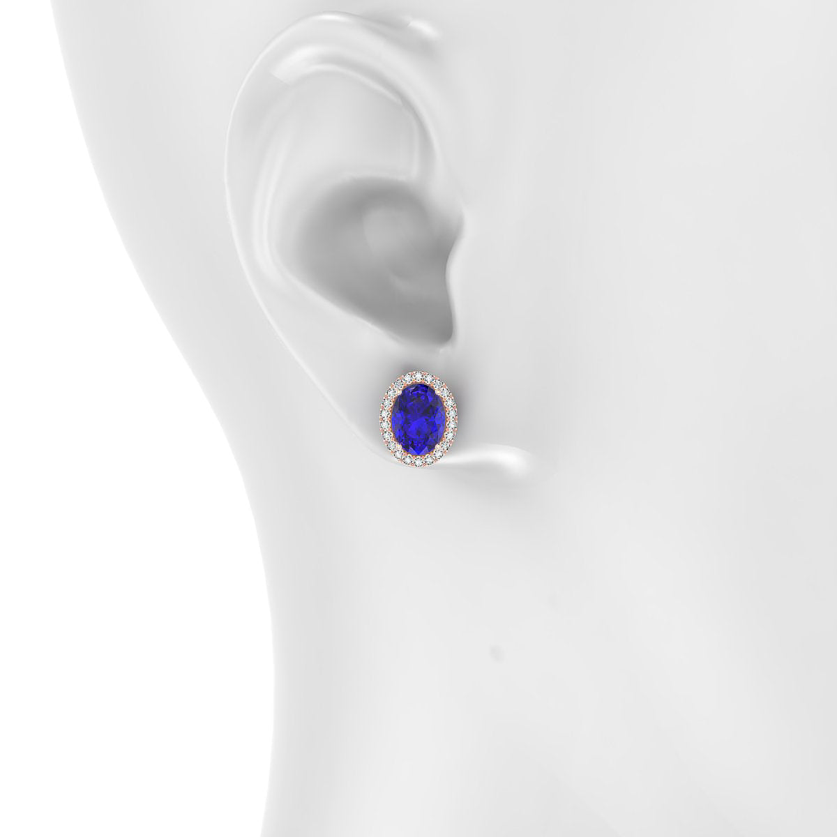 Solar | 18k Rose Gold 8 x 6 mm Oval Tanzanite Earrings