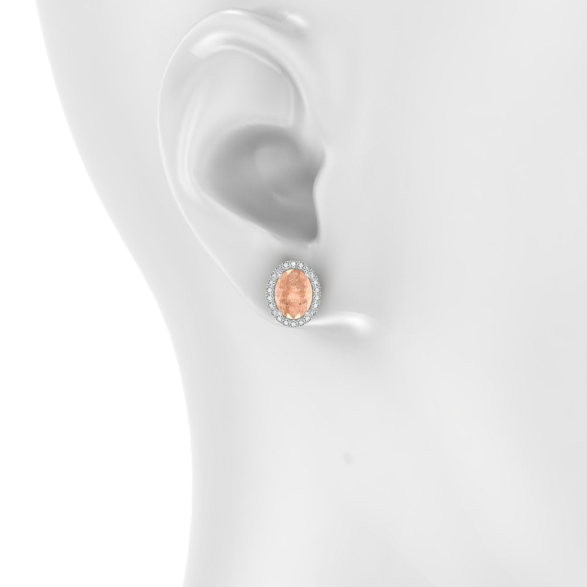 Solar | 18k White Gold 8 x 6 mm Oval Morganite Earrings