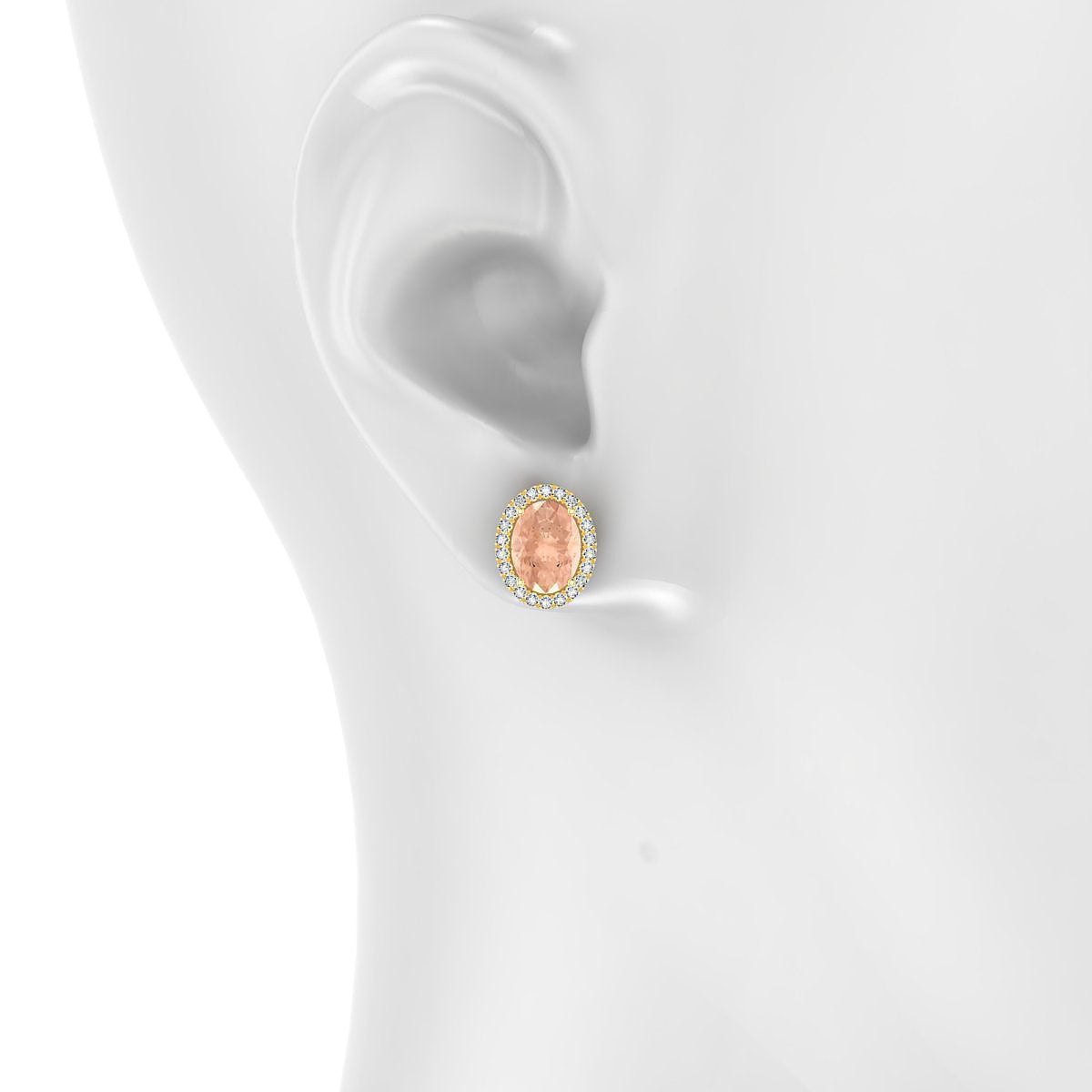 Solar | 18k Yellow Gold 8 x 6 mm Oval Morganite Earrings